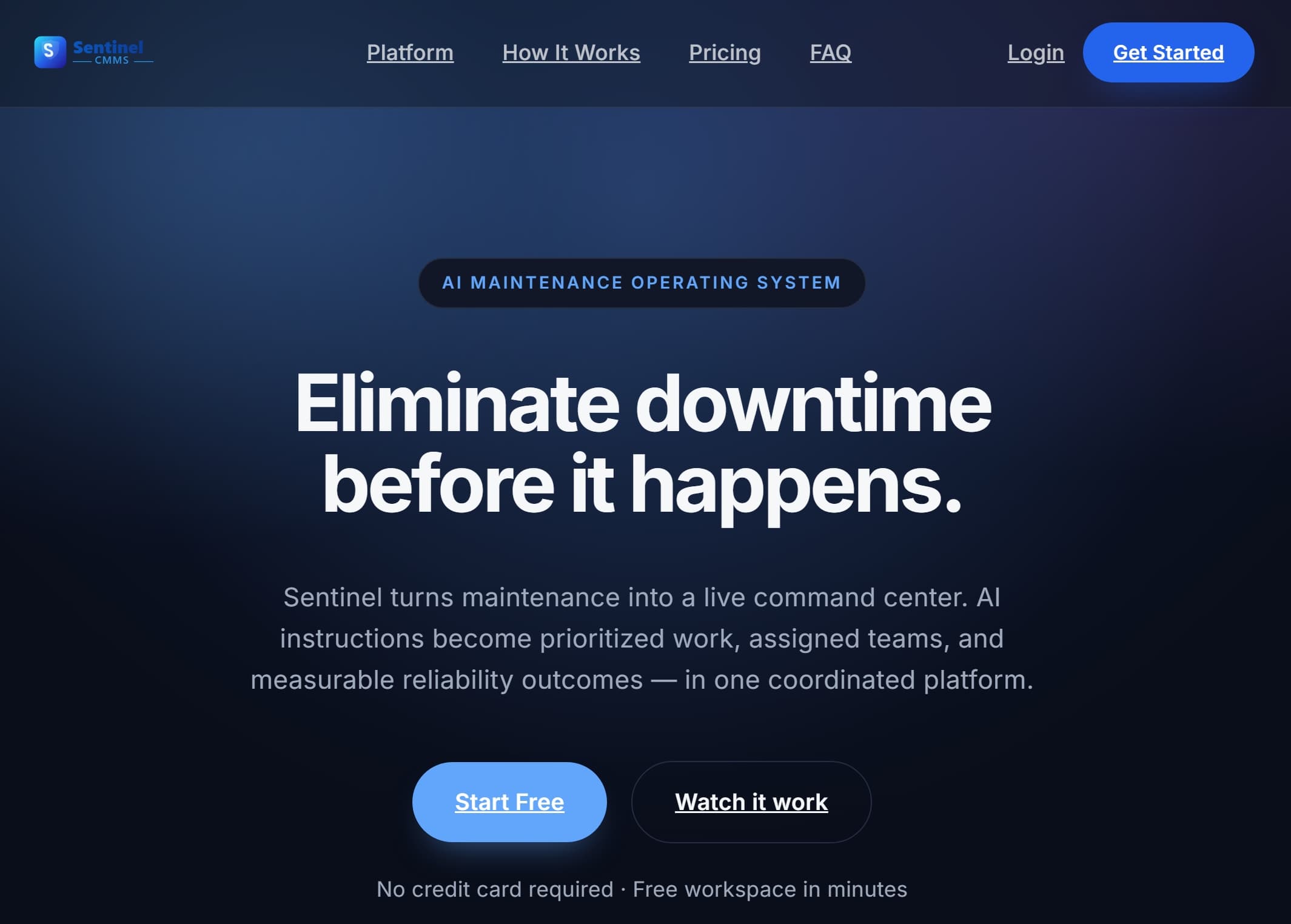 Sentinel CMMS — Intelligent Maintenance Management Platform