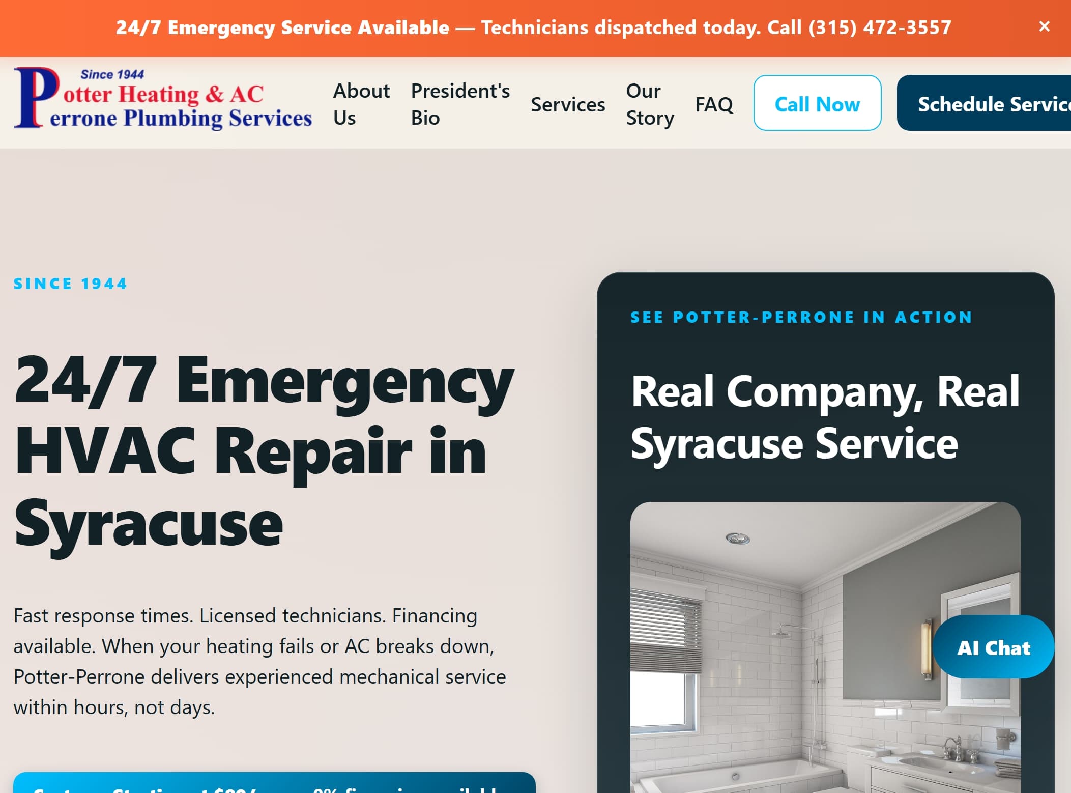 Potter-Perrone HVAC & Plumbing — Syracuse Service Since 1944