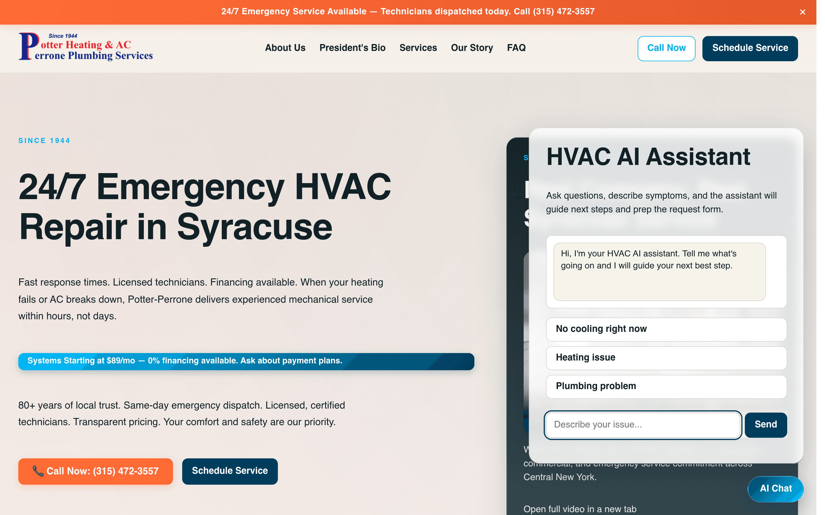 Potter-Perrone HVAC & Plumbing | Syracuse Service Since 1944