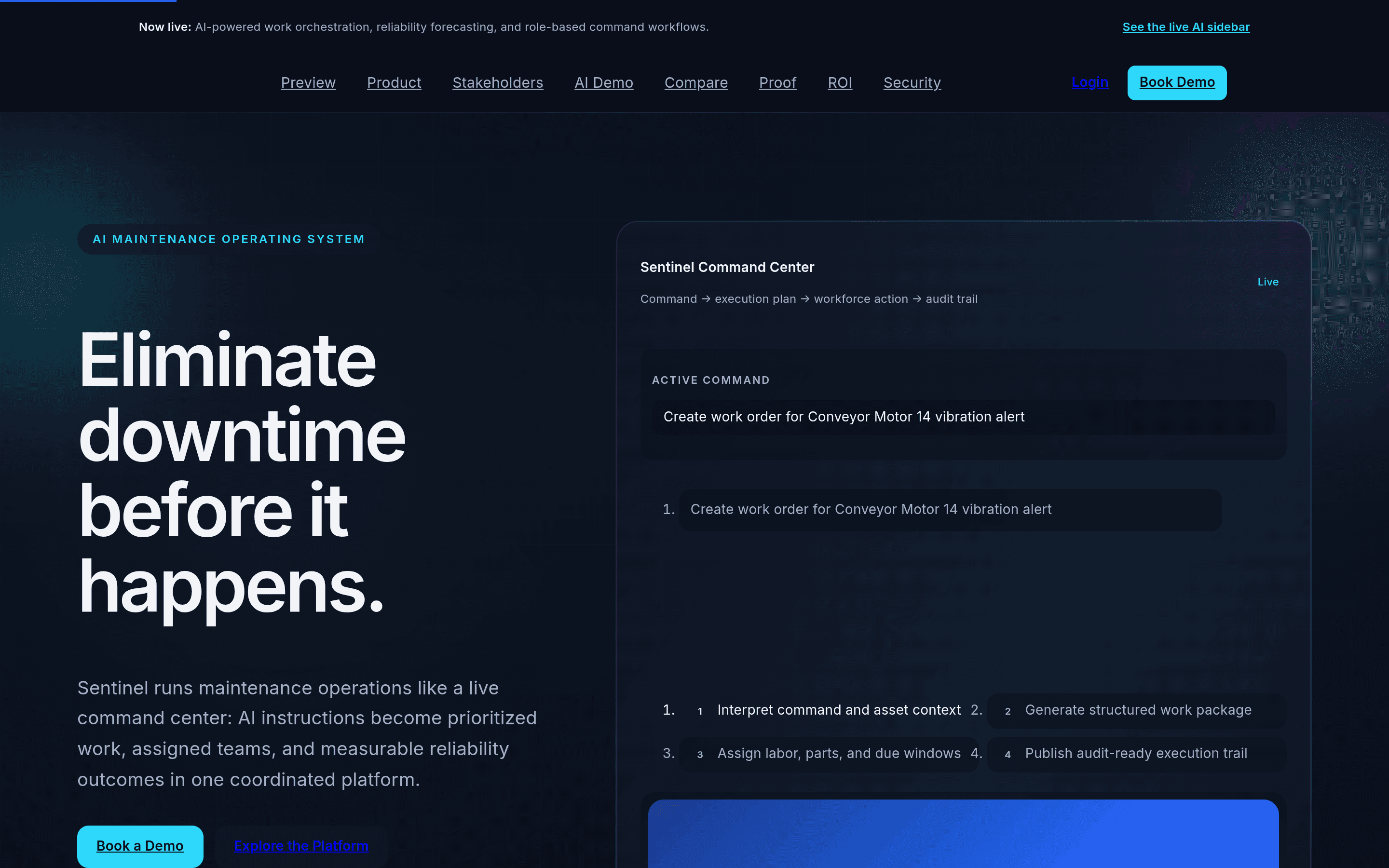 Sentinel CMMS - Intelligent Maintenance Management Platform
